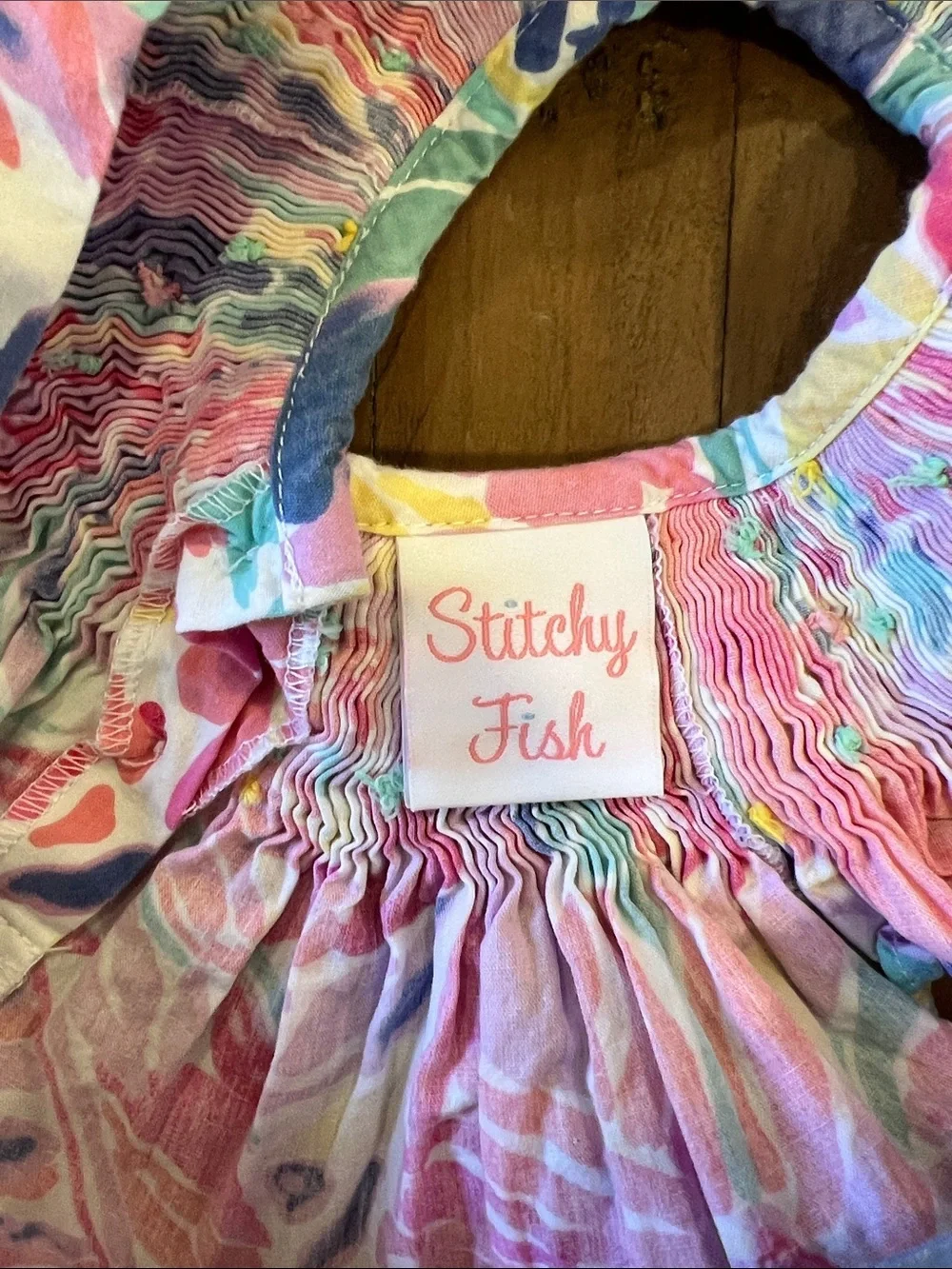Stitchy fish smocked floral top and bloomers matching set 9 months vibrant